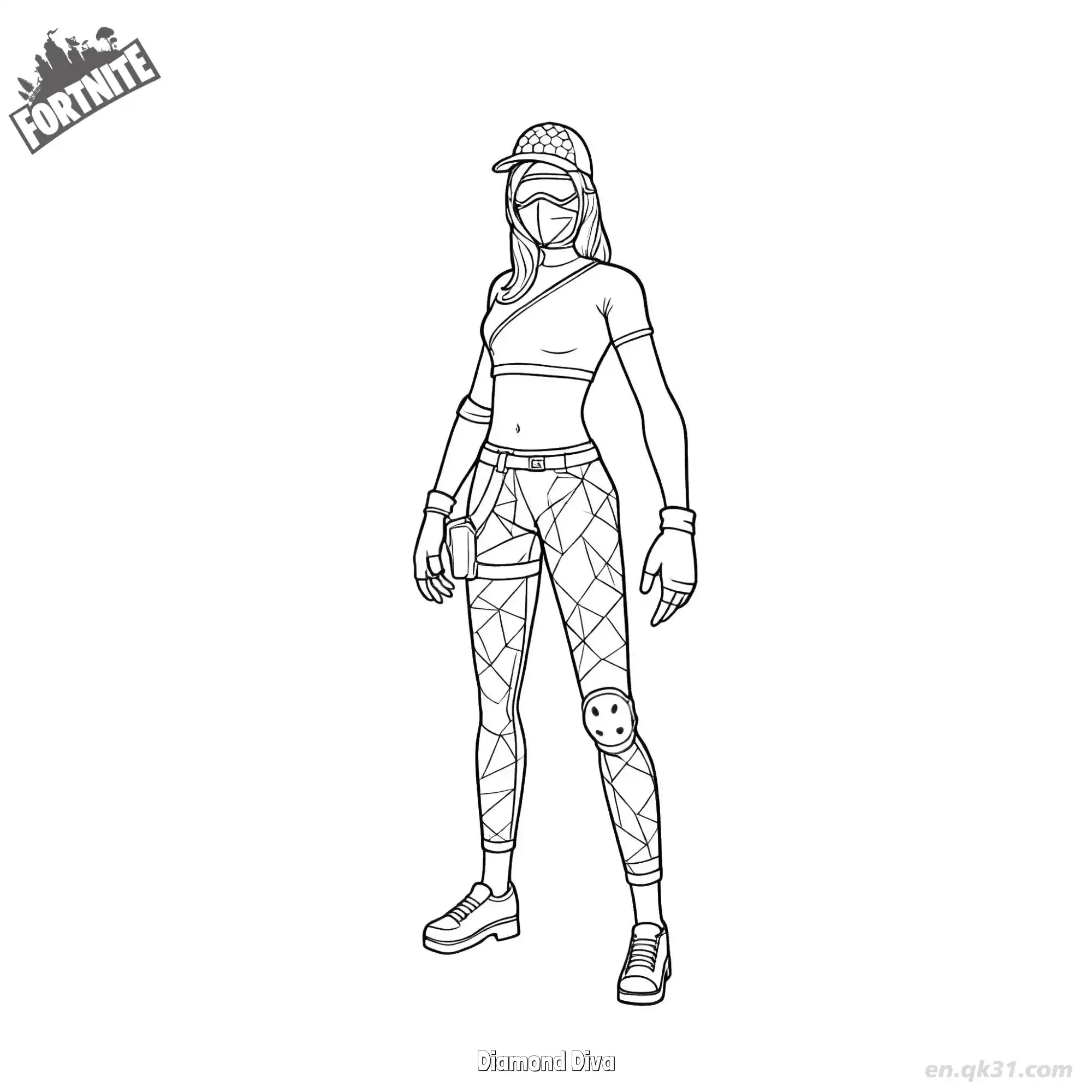 免费 钻石天后 02简笔画 素描 涂鸦 - 免费可打印堡垒之夜 下载PDF 简笔画涂色页